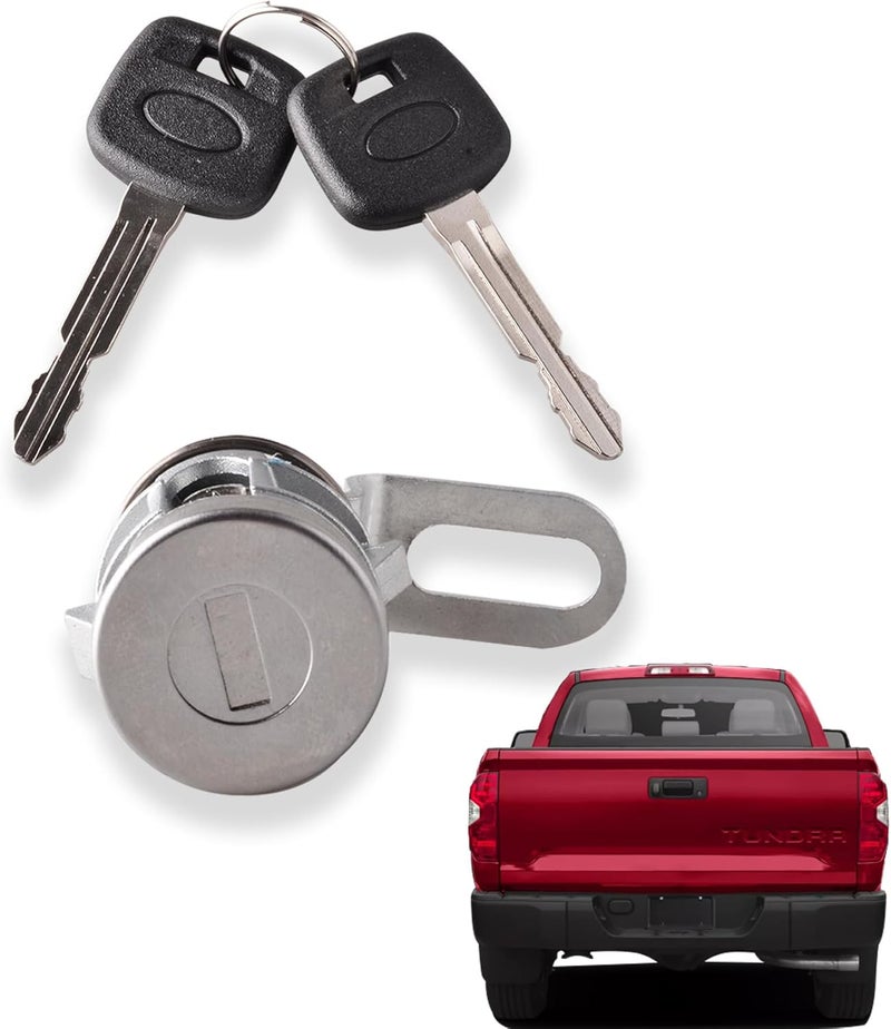 GrteRokky Tailgate Door Lock Cylinder&Key Compatible for Toyota Tundra 2014-2021 Tacoma 2016-2022 Back Rear Door Lock Cylinder Replace 69055-0C030 - Image 1